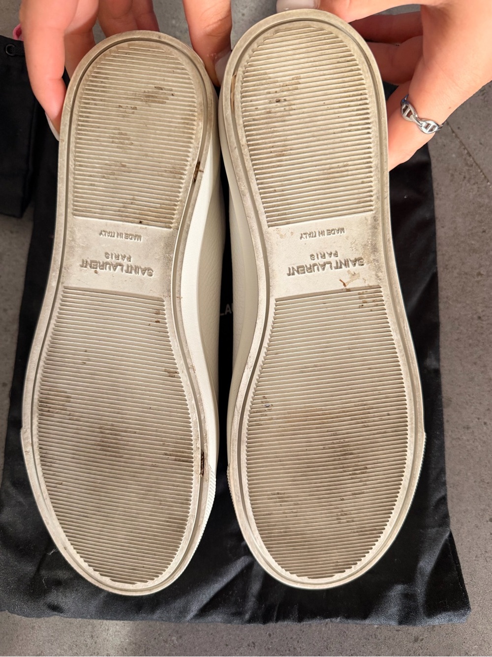 Saint Laurent White Leather Sneakers with Pink Laces and Heel Tab - Picture 4 of 5